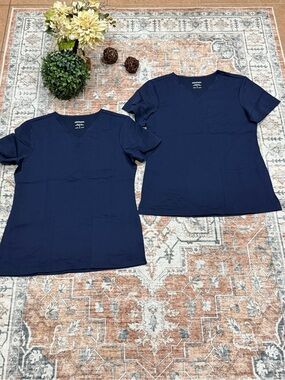 Cherokee Navy Short Sleeve Kids V-Neck Scrub Top
